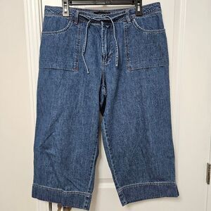 Lee Riveted Jeans Women's 16M (35x20.5) Capri Medium Wash Blue Denim High Rise
